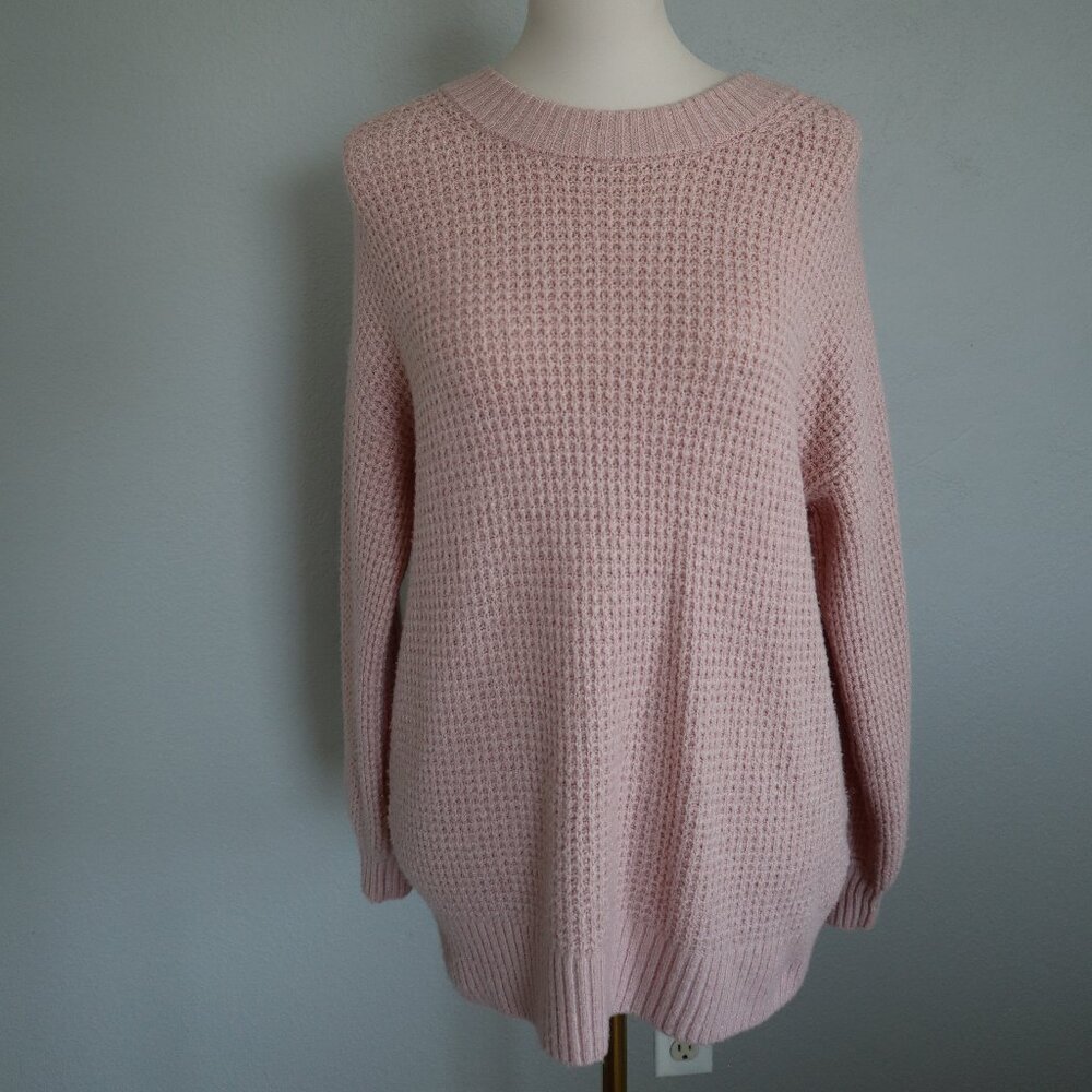 American Eagle Soft Pink Waffle Knit Pullover Sweater – Size S